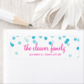 Étiquette RETOUR ADRESSE fun confetti poka point parties sci (En situation)