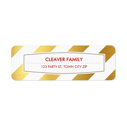 Étiquette RETOUR ADRESSE large bande motif brillant feuille  (Devant)