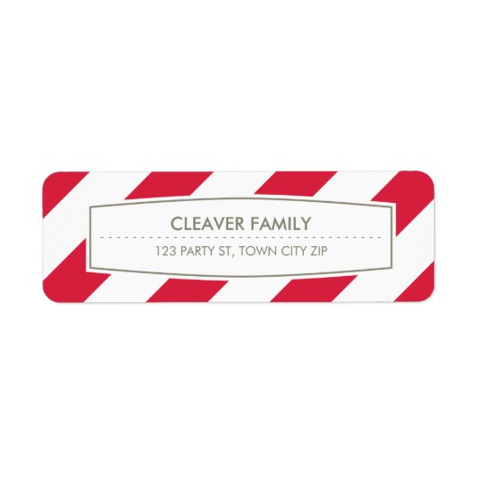 Étiquette RETOUR ADRESSE large bande motif rouge vif (Devant)