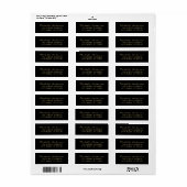 Étiquette Retour Adresse luxe Or Noir Minimal Script (Feuille entière)