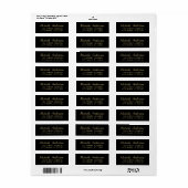 Étiquette Retour Adresse Luxe Or Noir Minimal Script (Feuille entière)