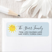 Étiquette RETOUR ADRESSE mignon kawaii soleil souriant (En situation)