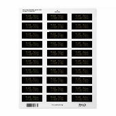 Étiquette Retour Adresse Minimal Script Or Noir de Luxe (Feuille entière)