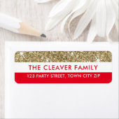 Étiquette RETOUR ADRESSE moderne bande fausse or parties sci (En situation)