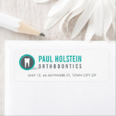 Étiquette RETOUR ADRESSE moderne dentiste dentiste logo dent (En situation)