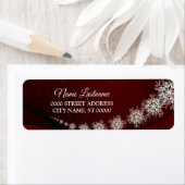 Étiquette Retour Adresse Noël Snowflakes Red Rustic (En situation)