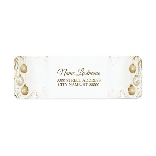 Étiquette Retour Adresse Ornement d'or Noël Fête (Devant)