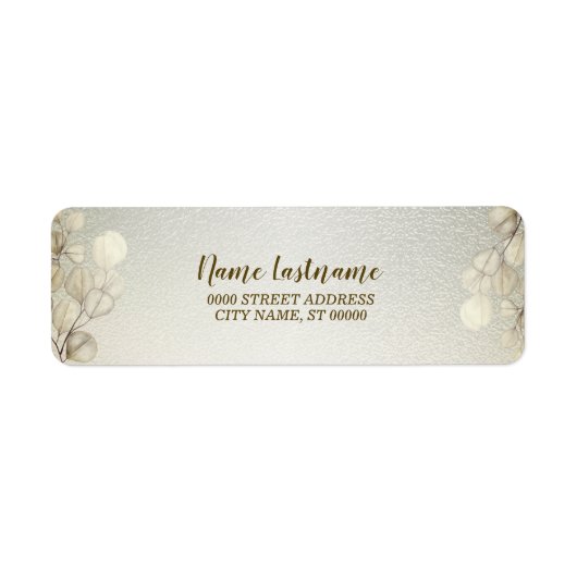 Étiquette Retour Adresse Partie Aquarelle Golden Eucalyptus (Devant)