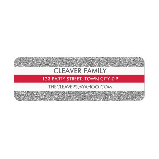 Étiquette RETOUR ADRESSE parties scintillant rayée moderne a (Devant)