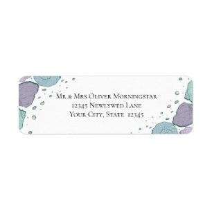 Étiquette Retour Adresse Plage Coquillages Lilac Dusty Blue