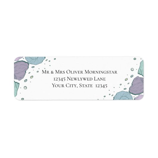 Étiquette Retour Adresse Plage Coquillages Lilac Dusty Blue (Devant)