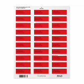 Étiquette Retour d'adresse classique Simple Red basé sur du (Feuille entière)