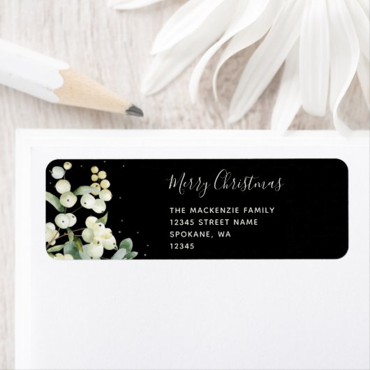 Étiquette Retour de Noël Snowberry + Eucalyptus (En situation)