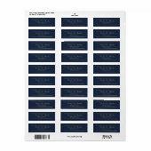 Étiquette Retour Élégant Minimal Navy Fond Or Script (Feuille entière)