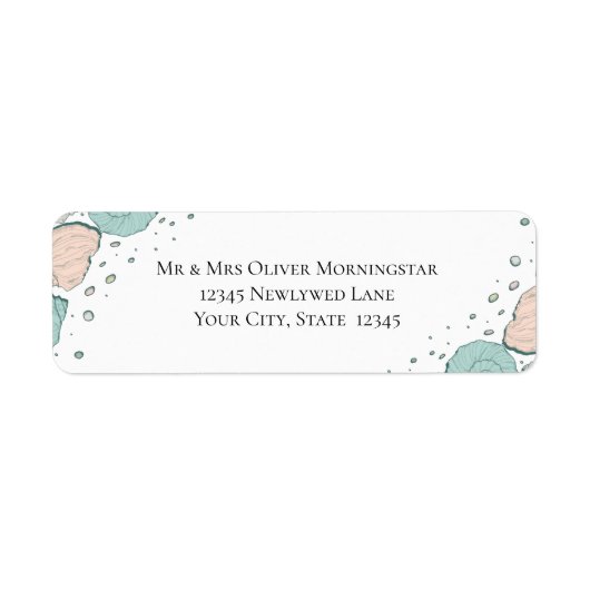 Étiquette Retourner Adresse Beach Seashing dans Coral et Tur (Devant)