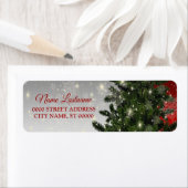 Étiquette Retourner l'adresse Christmas Green Tree Red Silve (En situation)