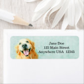 Étiquette Retriever doré souriant en aquarelle (En situation)