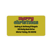 Étiquette Retro 1970s Joyeux Noël Adresse de retour (Devant)