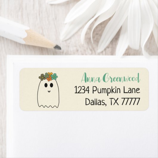 Étiquette Retro 70's Halloween Super Adresse de retour (En situation)