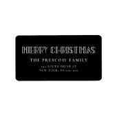 Étiquette Retro art déco Joyeux Noël famille (Devant)