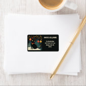 Étiquette Retro Black Cat Fun Holiday Retours d'adresse Étiq (En situation)