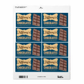 Étiquette Retro | Boutique de chocolat | Chocolats faits mai (Feuille entière)