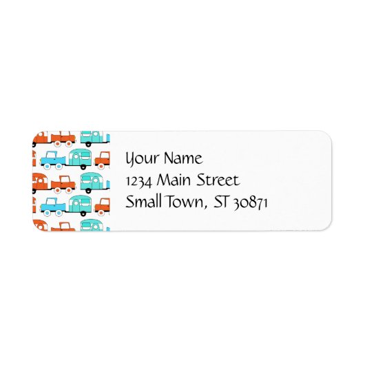 Étiquette Rétro Camping Trailer Turquoise (Devant)