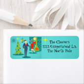 Étiquette Retro Cartoon de vacances Couple Adresse de retour (En situation)