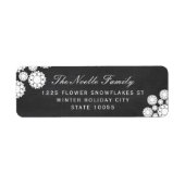 Étiquette Retro Chalkboard Snowflakes Fleur Holiday Adresse (Devant)