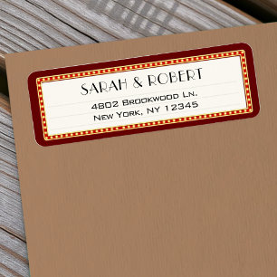 Étiquette Retro Cinema Theater Marquee Sign Mariage Adresse