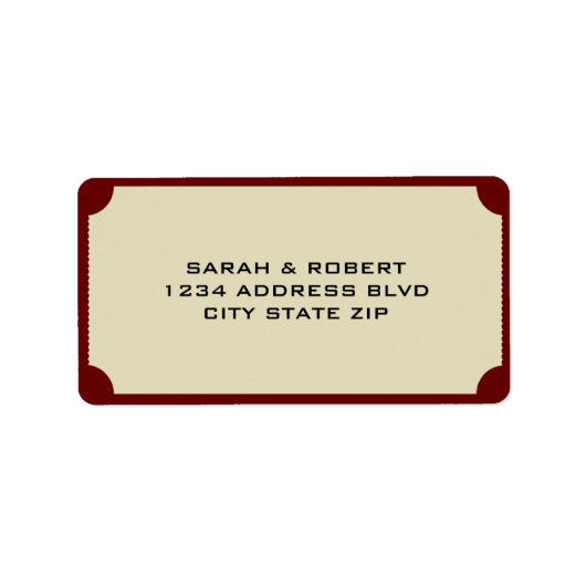 Étiquette Retro Cinema Theater Ticket Stub Mariage Adresse (Devant)