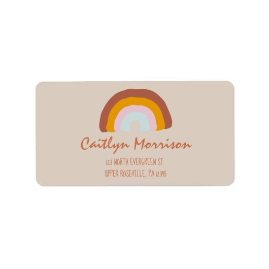 Étiquette Retro Colours Rainbow Doodle Adresse de retour (Devant)