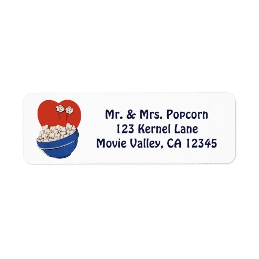 Étiquette Retro Cute Humour, Bowl of Popcorn pour les films! (Devant)