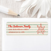 Étiquette Retro Drawn Green Red Funny Christmas Tree Address (En situation)