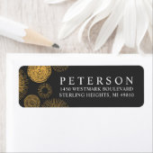 Étiquette Retro Gold Burst Sparkler Holiday Adresse de retou (En situation)