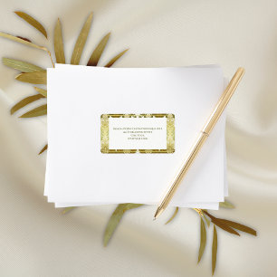 Étiquette Retro Gold Green Mariage damassé