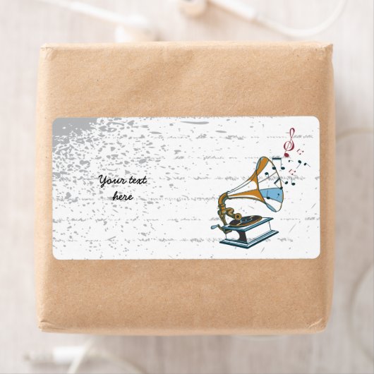 Étiquette rétro Gramophone (En situation)