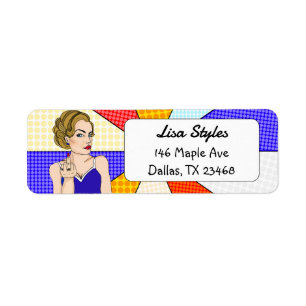 Étiquette Retro Lady Flipping Bird Funny Popart