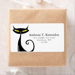 Étiquette Retro Mid Century moderne Atomique 60s Chat noir