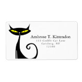 Étiquette Retro Mid Century moderne Atomique 60s Chat noir (Devant)