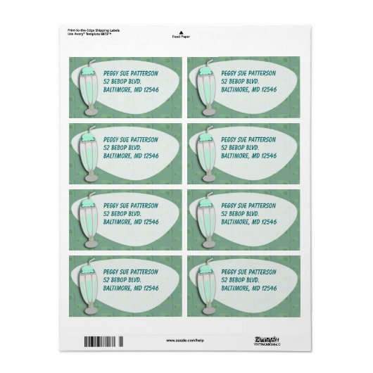 Étiquette Retro Milkshake (Feuille entière)