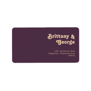 Étiquette Rétro moderne Dark Purple RSVP Adresse de retour