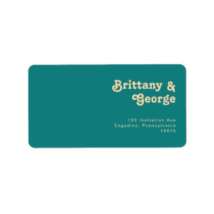 Étiquette Rétro moderne Turquoise mariage RSVP Adresse de