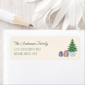 Étiquette Retro Quirky Colorful Christmas Tree présente (En situation)