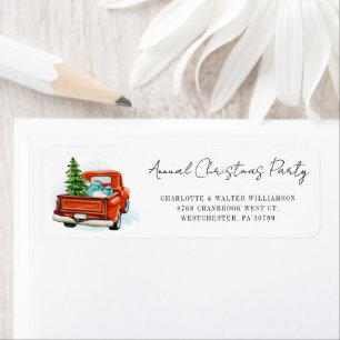 Étiquette Retro Red Truck Christmas Party Retour Adresse
