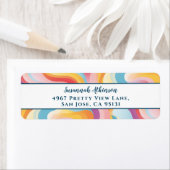 Étiquette Rétro Revival Abstrait Boho Rainbow Wave (En situation)