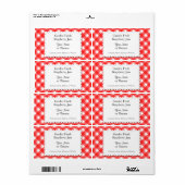 Étiquette Retro rouge et blanc plaqué modifiable (Feuille entière)