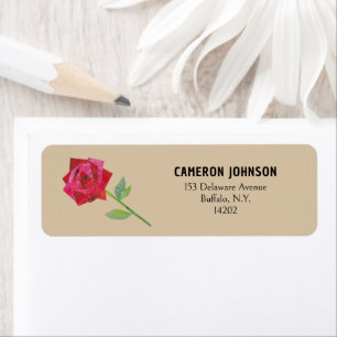 Étiquette Retro Rouge Rose Kraft Taupe Romantique Adresse de