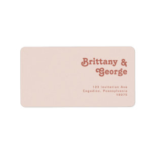Étiquette Rétro simple   Blush Wedding RSVP Adresse de retou