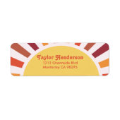 Étiquette Retro Sunset Sun Rays Nom personnalisé (Devant)